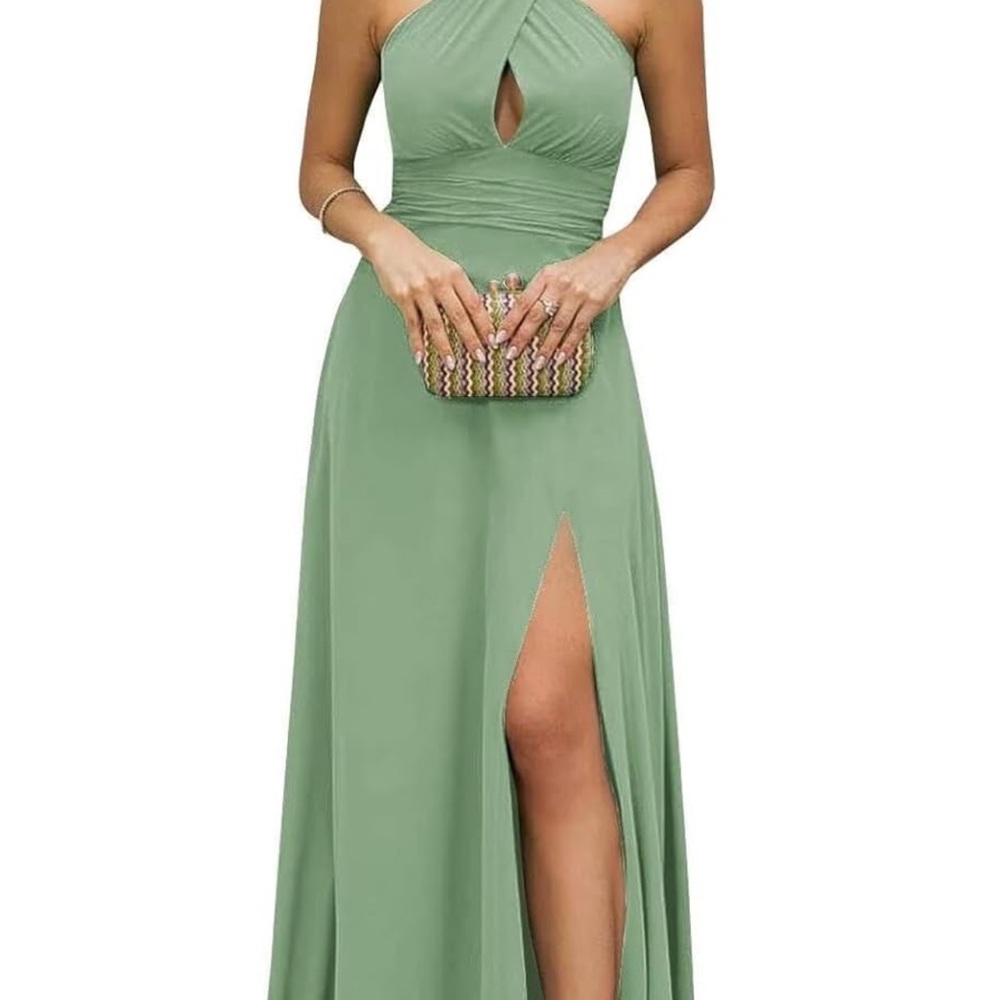 Chic Sage Halter Maxi Dress